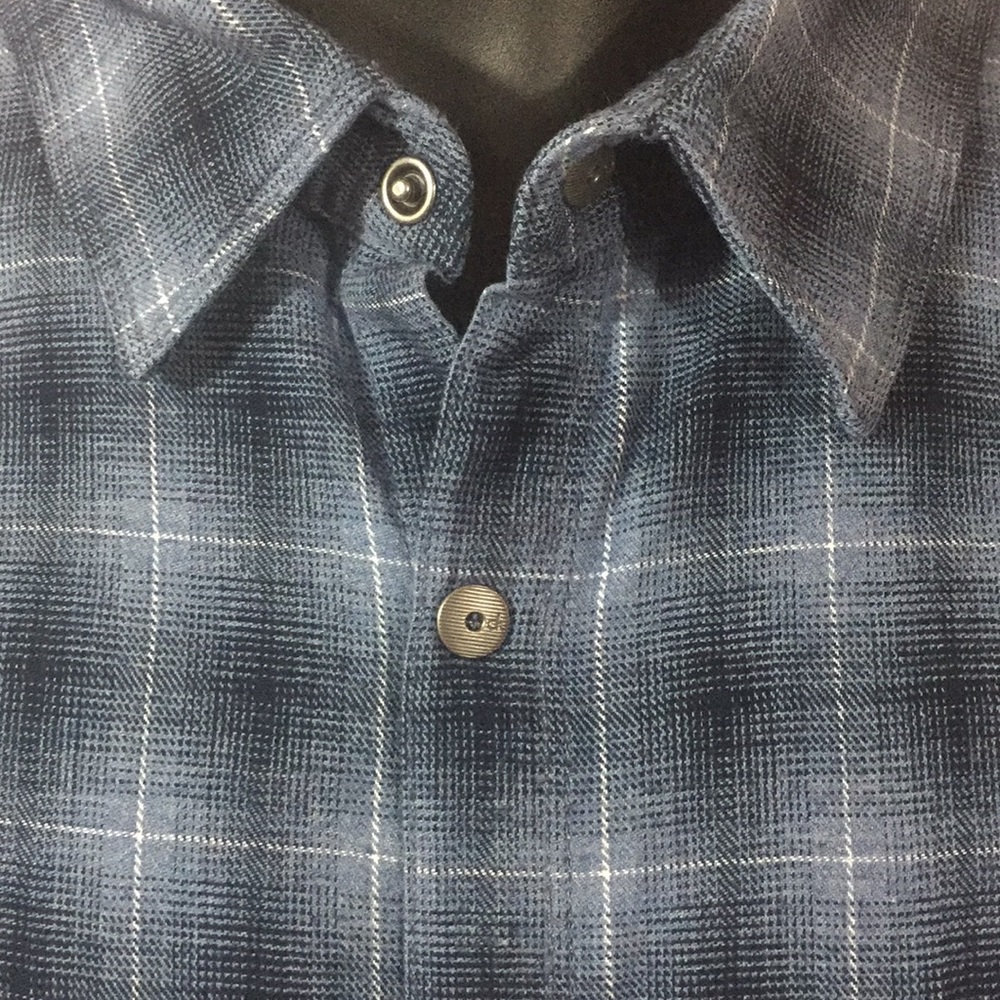 Calvin Klein Blue Plaid Large Mens Button Down - Picture 4 of 6